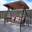 Sunnydaze Deluxe 3-Person Patio Swing with Canopy and Side Tables