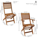 Dimension image for folding meranti wood chairs.