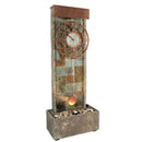 Sunnydaze Slate Indoor/Outdoor Water Fountain with Clock and Halogen Light, 49 Inch Tall