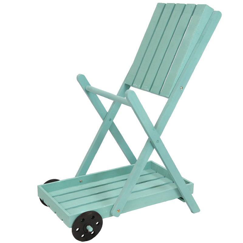 Sunnydaze 2-Tiered Flower Garden Cart - 34” H - Robin Egg Blue