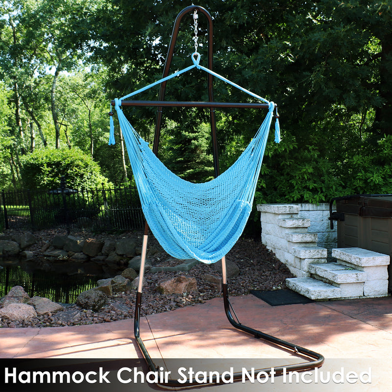 Sunnydaze Outdoor Extra Large Caribbean Polyester Rope Hammock Chair