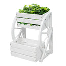 Sunnydaze Wagon Wheel 2-Tier Rustic Wood Plant Stand