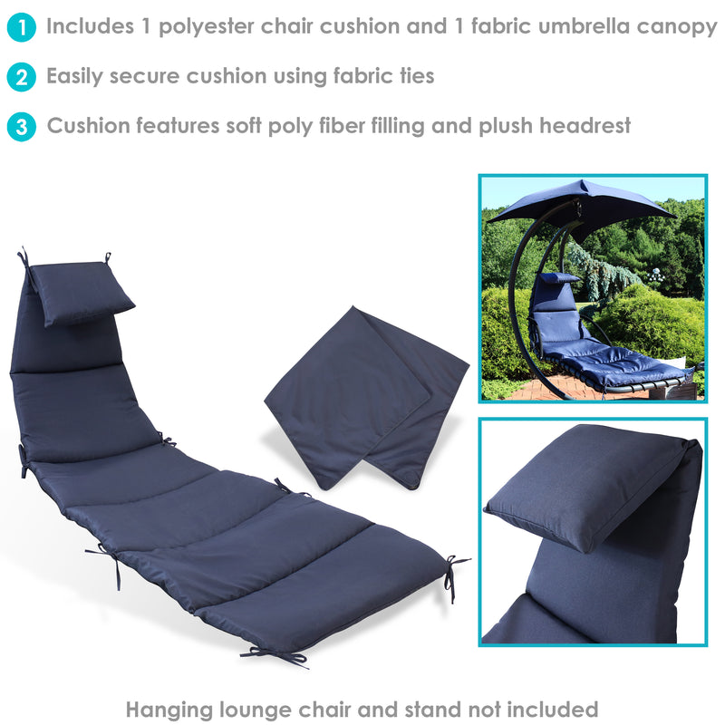 Sunnydaze Hanging Lounge Chair Replacement Cushion and Umbrella