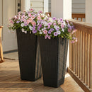 Sunnydaze Polyrattan Square Tall Wicker Planter