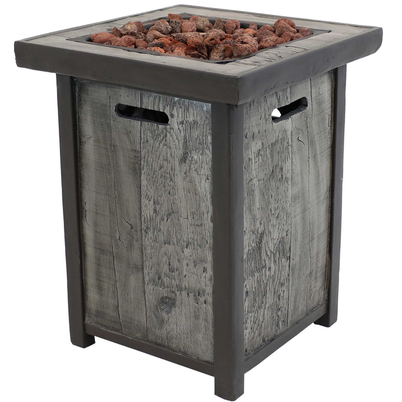 Sunnydaze Outdoor Propane Gas Fire Pit Table with Weathered Wood Look - 25"