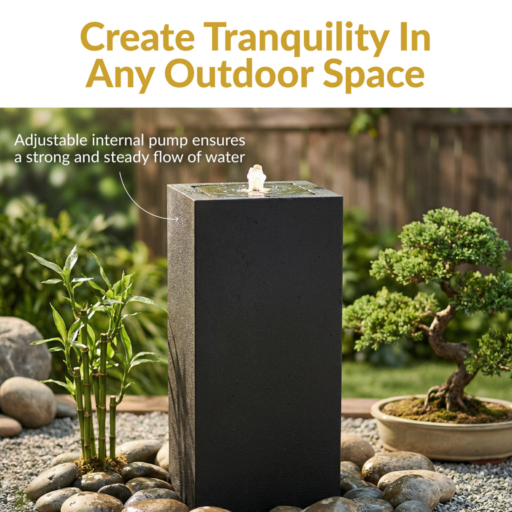 Sunnydaze Rectangle Polystone Outdoor Bubble Fountain