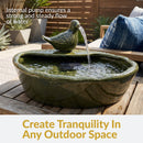 Sunnydaze Green Glazed Ceramic Solar Water Fountain - Frog