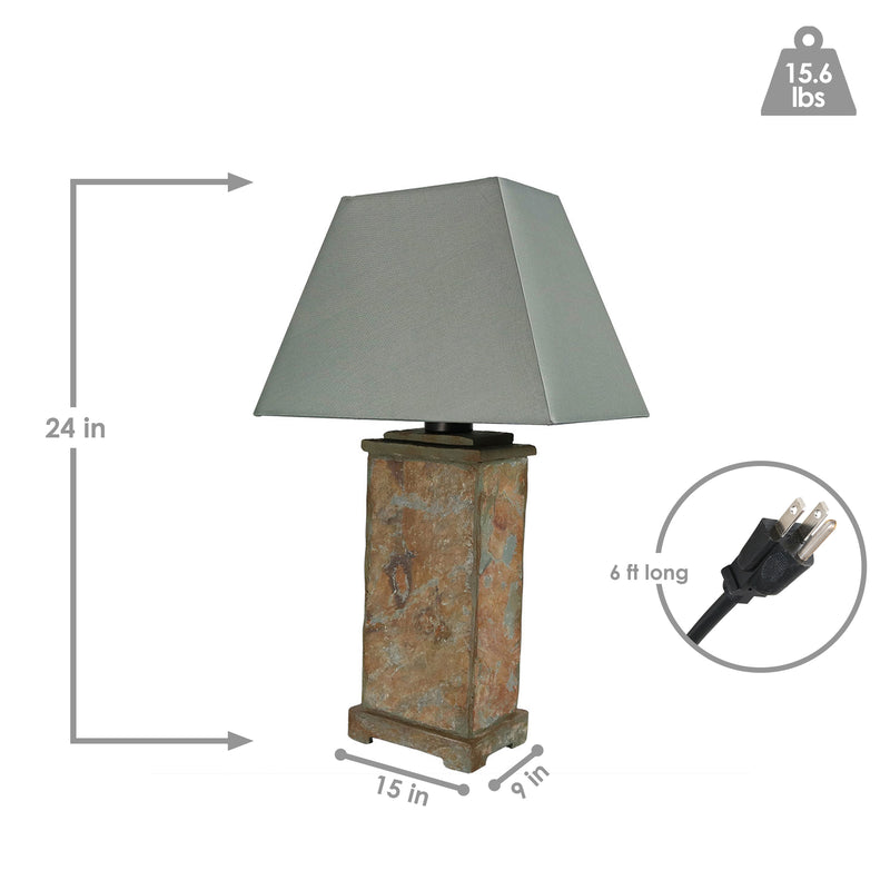 Sunnydaze Natural Slate Outdoor Table Lamp - 24" H