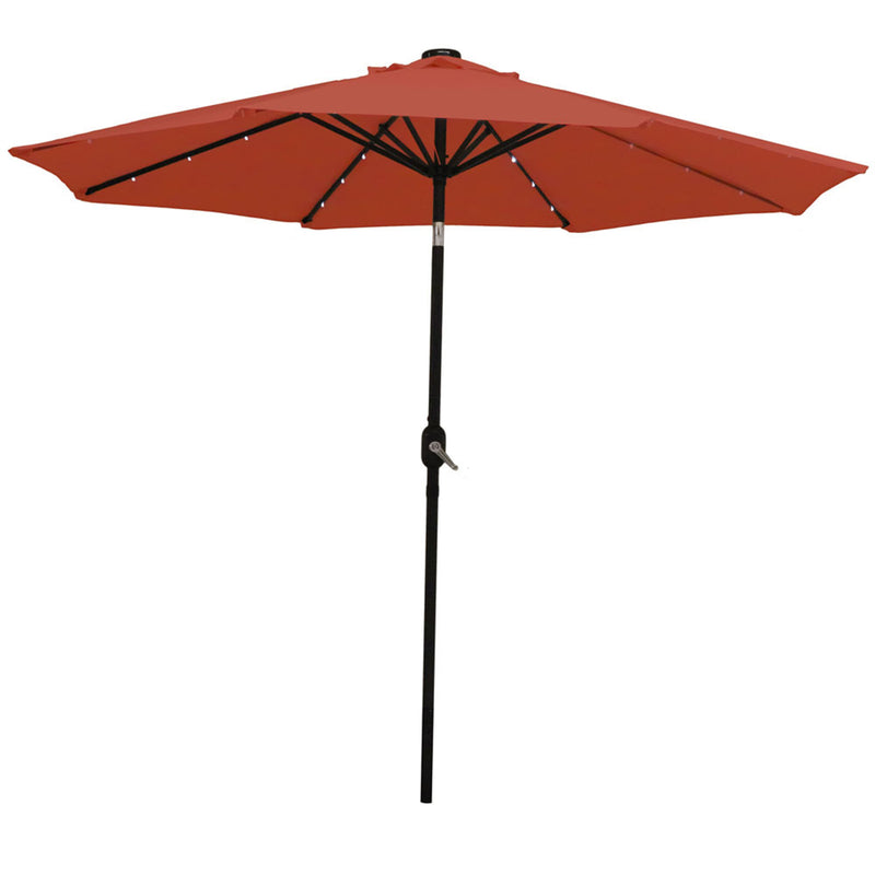 Sunnydaze Solar Powered LED Lighted Patio Umbrella with Tilt & Crank, 9 Foot