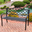 Sunnydaze 50" Outdoor Black Cast Iron Lattice Patio Bench