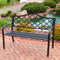 Sunnydaze 50" Outdoor Black Cast Iron Lattice Patio Bench