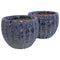 Sunnydaze 10" Ceramic Planter Set of 2 - Dark Blue Fluted Lava Finish