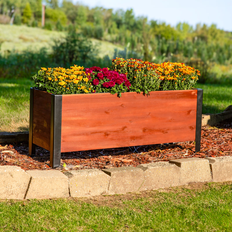 Sunnydaze Acacia Wood Raised Garden Bed Planter Box - 14.75" H