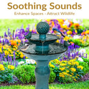 Sunnydaze 2-Tier Ceramic Outdoor Water Fountain 27" - Resting Birds