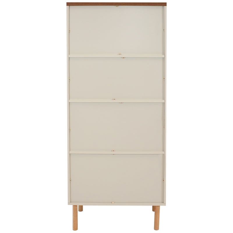 Sunnydaze 5-Shelf Modern Bookshelf with Storage Cabinet - Latte