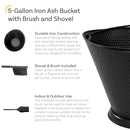 Sunnydaze 5-Gallon Fireplace Ash Bucket with Shovel and Brush - Black