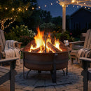 Sunnydaze 29" Cauldron Outdoor Wood-Burning Fire Pit with Spark Screen