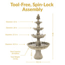 Sunnydaze 4-Tier Grand Courtyard Outdoor Water Fountain - 80" H