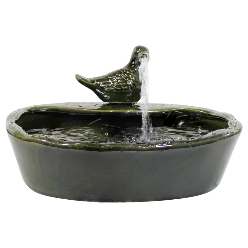 Sunnydaze Green Glazed Ceramic Dove Solar Water Fountain