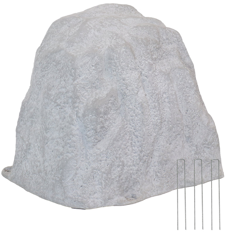 Sunnydaze Polyresin Landscape Rock Cover with Stakes - Gray