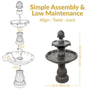 Sunnydaze 2-Tier Solar Outdoor Water Fountain with Battery Backup