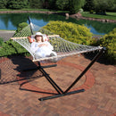 Sunnydaze Rope Hammock with 12' Steel Stand, Pad, and Pillow