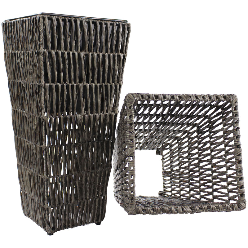 Sunnydaze Hyacinth Outdoor Poly-Wicker Planters - Set of 2