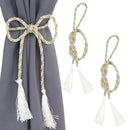 Sunnydaze Indoor/Outdoor Rope Curtain Tiebacks with Tassels