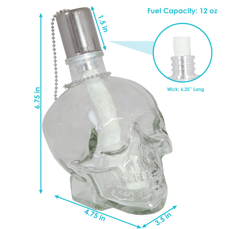 Sunnydaze Grinning Skull Glass Tabletop Torches