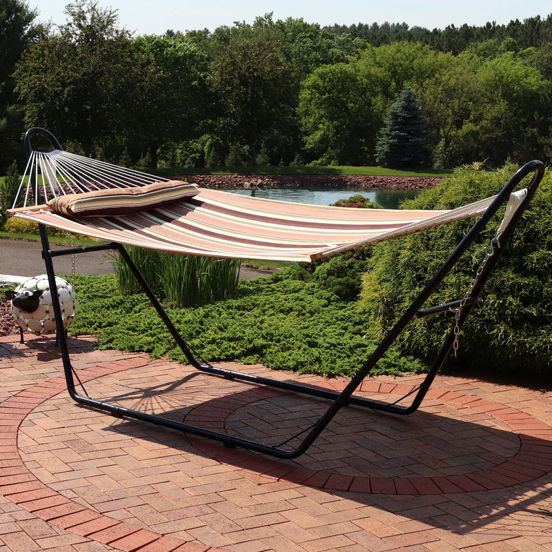 Sunnydaze Quilted 2-Person Hammock with Multi-Use Universal Stand