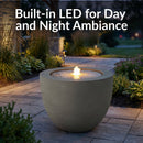 Sunnydaze Polystone Round Bubble Outdoor Water Fountain with LED Light