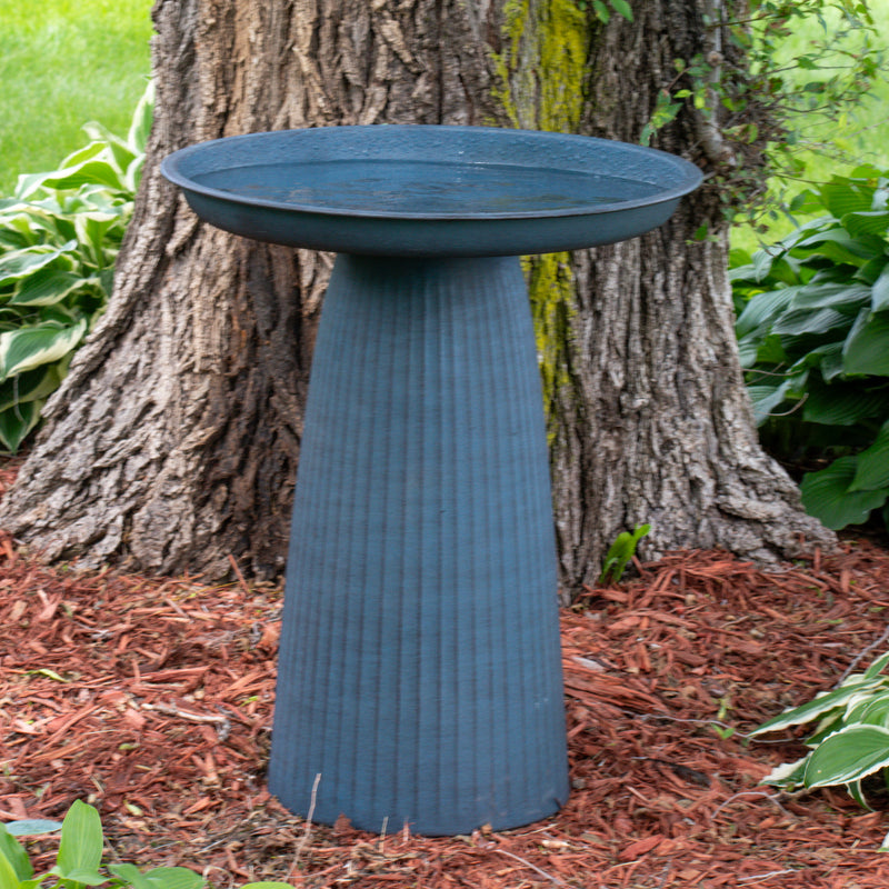 Sunnydaze Gleeful Garden Metal Outdoor Bird Bath - UV-Resistant Finish