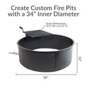 Sunnydaze 36" Metal Campfire Ring with Rotating Detachable Cooking Grate - Steel