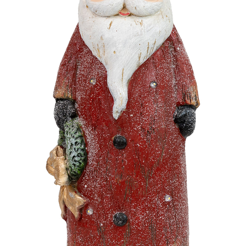 Sunnydaze Rustic Santa with Wreath Indoor Santa Christmas Decoration - 24" H