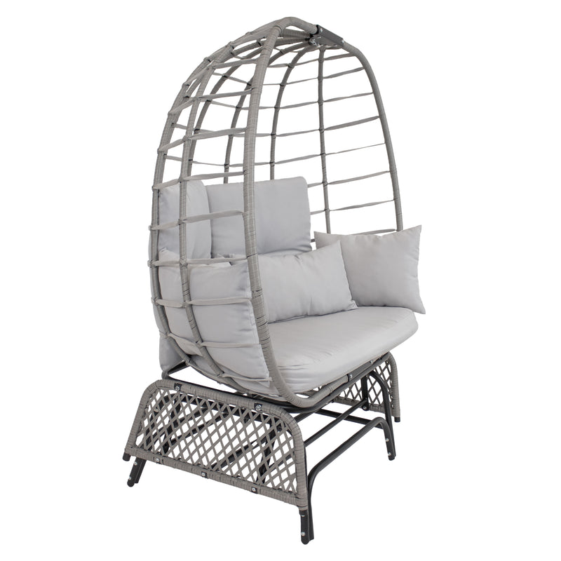 Sunnydaze Double Outdoor Egg Chair with Legs with Cushions and Pillows - Gray