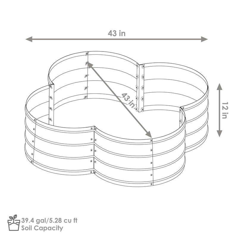 Sunnydaze 4-Leaf Clover-Shaped Galvanized Steel Raised Garden Bed