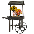 Sunnydaze Rustic, Vintage Flower Cart Display Stand with Wheels - Gray