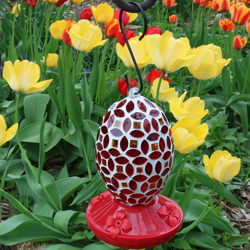 mosaic hummingbird feeder with red base