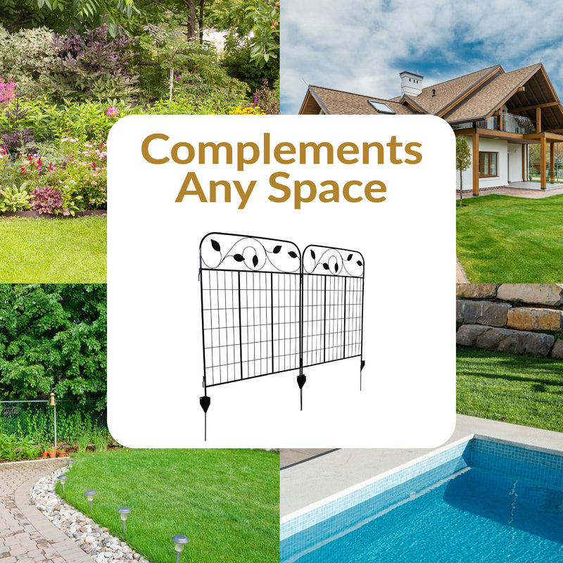 Sunnydaze 4-Piece Winding Vines Garden Fence Panels - 10' Overall
