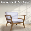 Sunnydaze Bodie Acacia Armchair with Cushions - Club Chair for Patio - Bone White Cushions