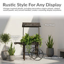 Sunnydaze Rustic, Vintage Flower Cart Display Stand with Wheels - Gray