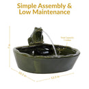 Sunnydaze Green Glazed Ceramic Solar Water Fountain - Frog