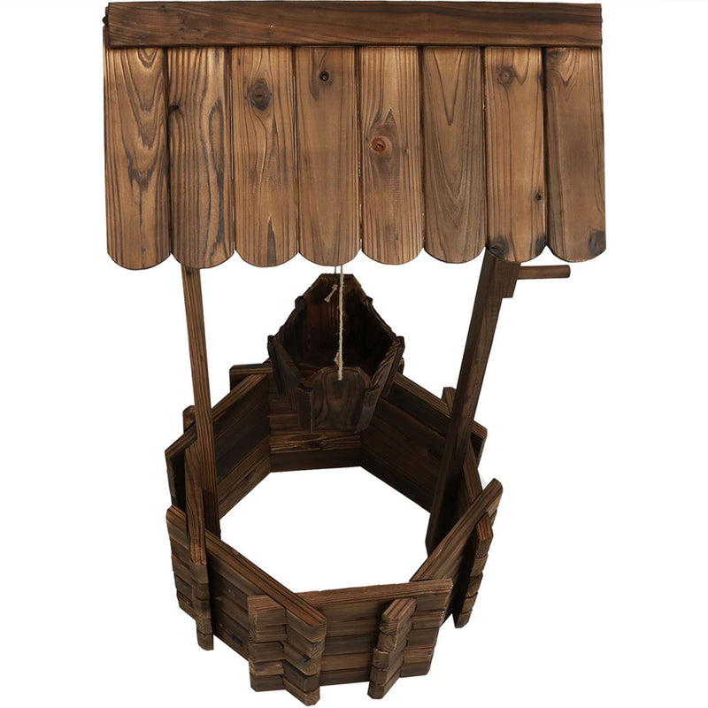 Sunnydaze Wood Wishing Well Outdoor Garden Planter - 45" H