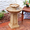 Sunnydaze Beveled Flower 2-Tier Outdoor Water Fountain & Bird Bath - 28"