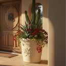 Sunnydaze Arabella Polyresin Large Round Outdoor Planter