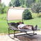 Sunnydaze Chaise Rocking Lounge Chair with Canopy and Pillows - Black