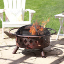 Sunnydaze Bronze Crossweave Wood-Burning Fire Pit with Spark Screen and Poker