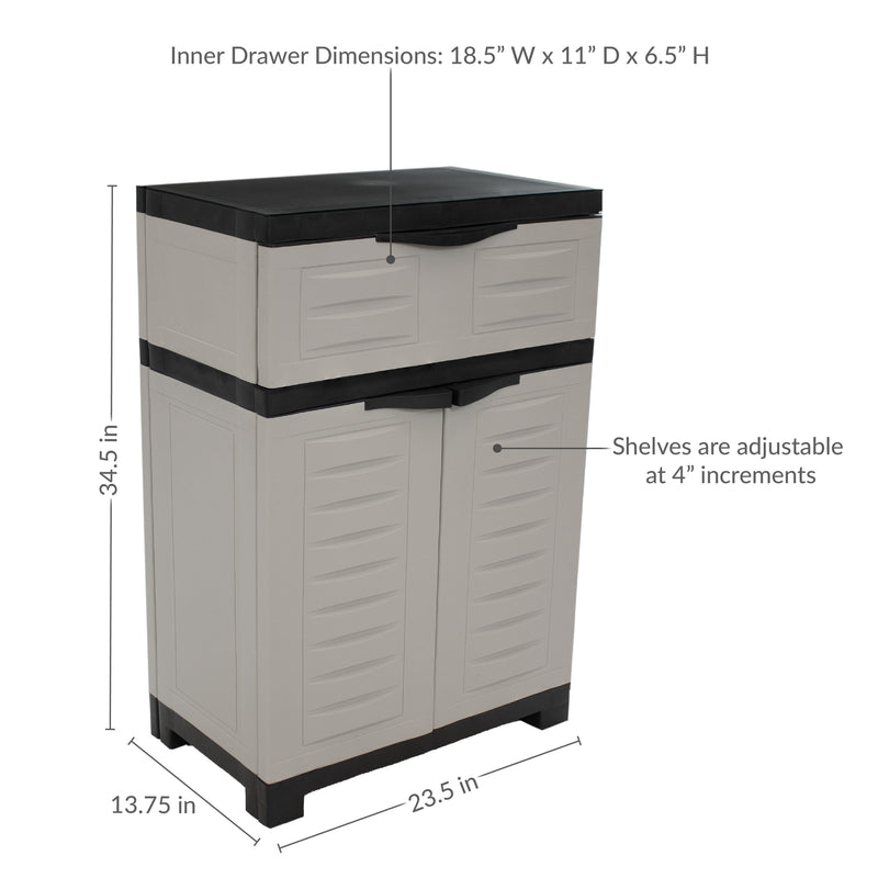 Sunnydaze Plastic Garage Storage Cabinet with Adjustable Shelf - 34.5