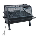 Sunnydaze Outdoor Fire Pit with Grill and Spark Screen -36" H