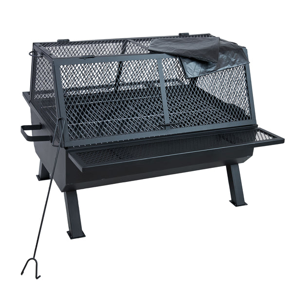 Sunnydaze Outdoor Fire Pit with Grill and Spark Screen -36" H